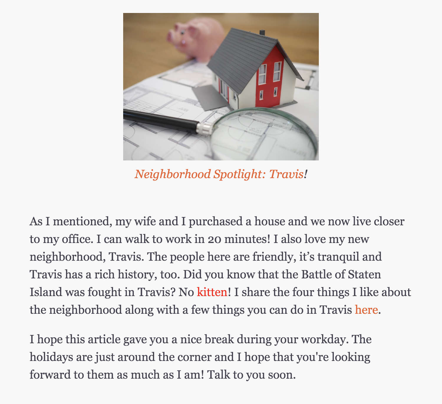 newsletter with cat pun - Travis Staten Island Real Estate Attorney Staten Island Real Estate Attorney 